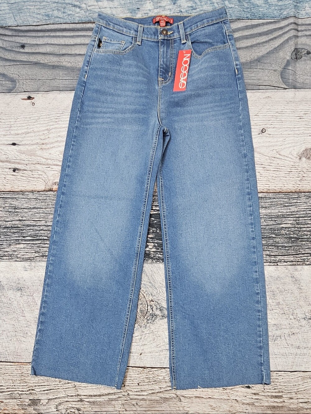Sasson High-Rise Flare Raw Hem  Denim Jean Women’s Size 27 NWT Boho Y2K Inspired